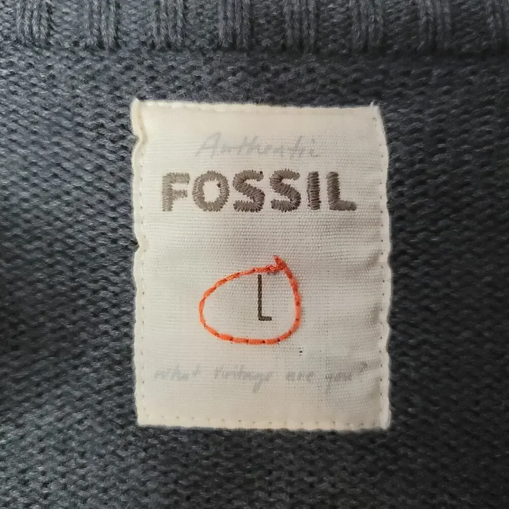 Fossil-Men's Sweater- long sleeve zip up jacket- Charcoal in color- size Large - Picture 6 of 7